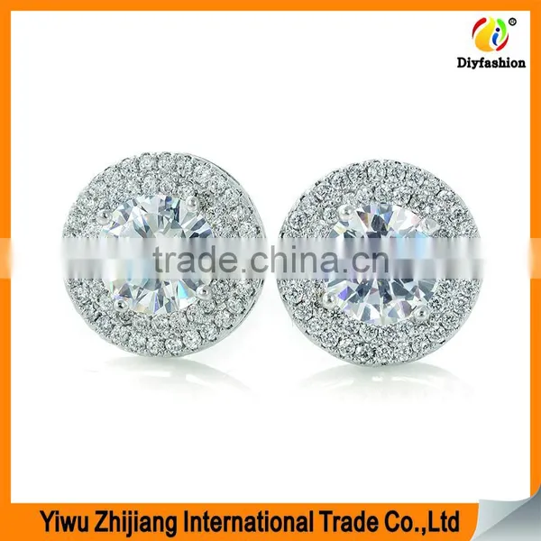 Double Round Diamond Inlay Zircon Earrings photo-4