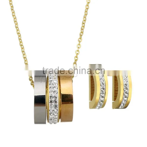 Necklaces Women 2017 Rhinestone Stainless Steel Necklace Wedding Jewelry Set photo-2