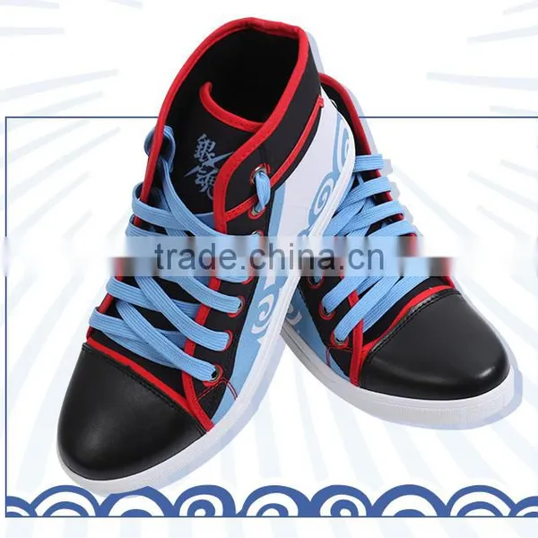 Gintama Cartoon Cosplay Canvas Shoes Blue Japanese Anime Shoes photo-3