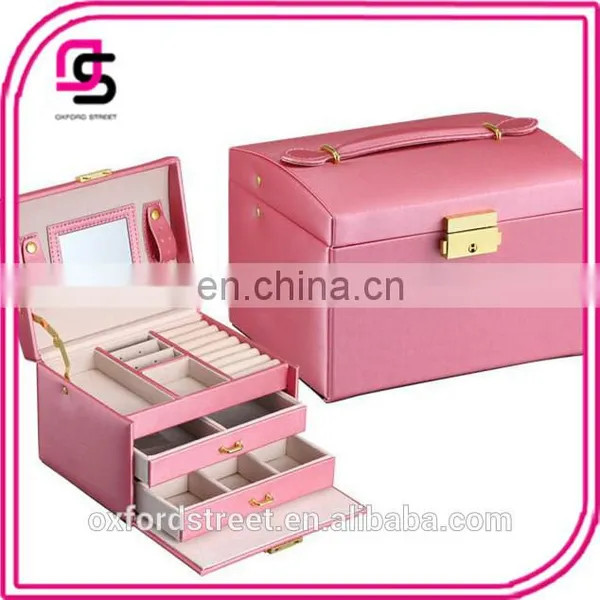 European Fashion Three Layer Double Drawer Leather Princess Jewelry Box photo-2