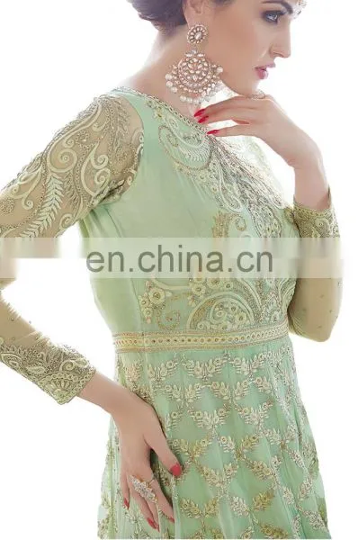 2017 Women's Party Wear Net Heavy Embrodiery Anarkali Suits Dress Material (Semi-Stitched Suits 2017) photo-6