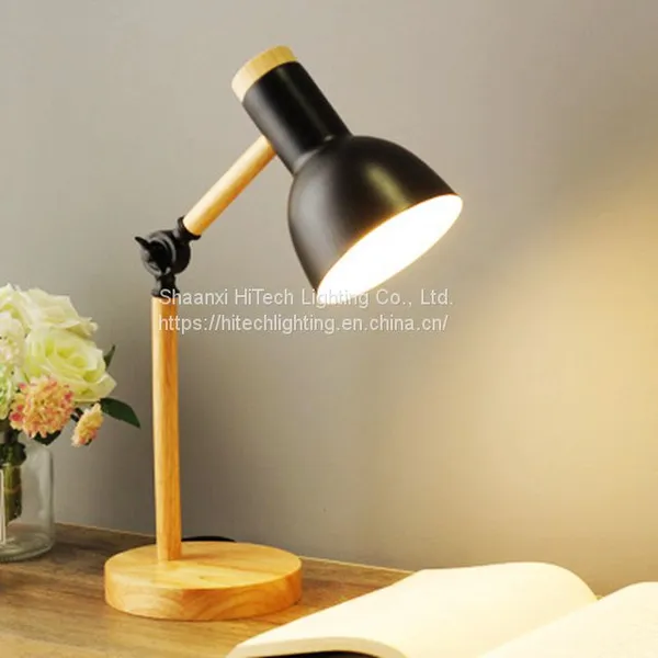 Creative Nordic Wooden Art Iron LED Folding Simple Desk Lamp Eye Protection Reading Table Lamp photo-5