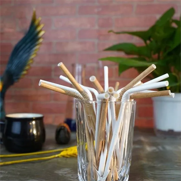 Pure White Brown Disposable Bendable Paper Straws photo-2