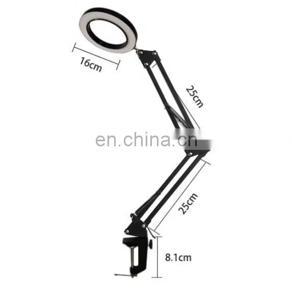 Tonghua New Round Lamp Holder LED Foldable Eye-propection Iron Reading Desk Fixed USB Port Table Light photo-2