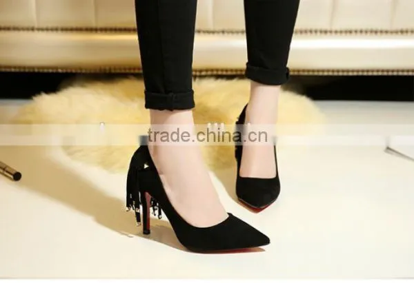 C22736B Ladies Fashion Style Women 2016 Tassel High Heel Shoes Women Wedding Dresses photo-2