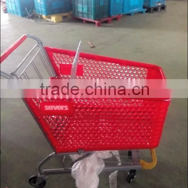 Red Plastic Unfolding Vegetables Shopping Trolley 100A photo-2