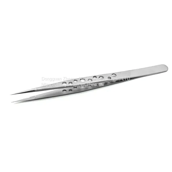 High Precision 9-hole Tweezers Sandblasting and Sanding Straight Head Heat Dissipation Niezi Grafting Eyelashes Beauty Nail Bird's Nest Hair Pick photo-3