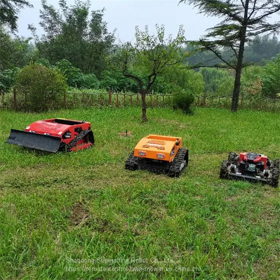 Robot Lawn Mower for Hills, China Remote Controlled Grass Cutter Price, Tracked Robot Mower for Sale photo-2
