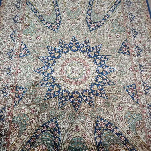 5x8ft Royal Blue Handmade Silk Persian Carpet for Sitting Room and Bedding Room photo-3