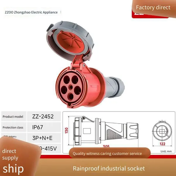Zhongzhao Outdoor 3-core Industrial Plug With High Current, Industrial Plug and Socket, 125a, ul Certified, ce Certified photo-3