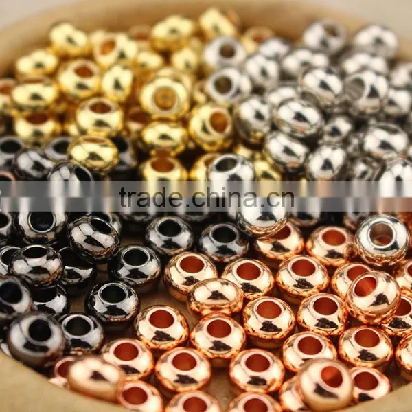 JS1223 Wholesale Hot Sale Black Silver Rose Gold Gold Metal Rondelle Spacer Beads