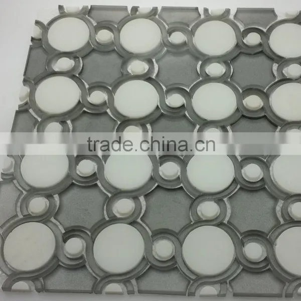 Accurate Water Jet Glass Cutting Gray Color Tile Mix Combo