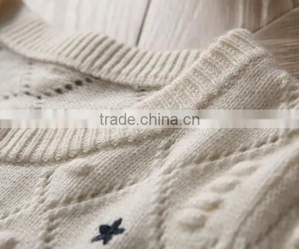 Cashmere Sweater Crew Neck Long Sleeve Pullover With Pointelle and Embroidery Details photo-5