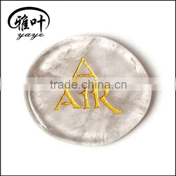 Wholesale Engraved Triangle Symbol Natural Clear Quartz Palm Stone Set photo-4
