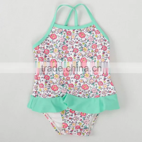 Trade Assurance OEM Service Cute Lovely Young Child Girl Kids One-Piece Bikini Kids Swimwear