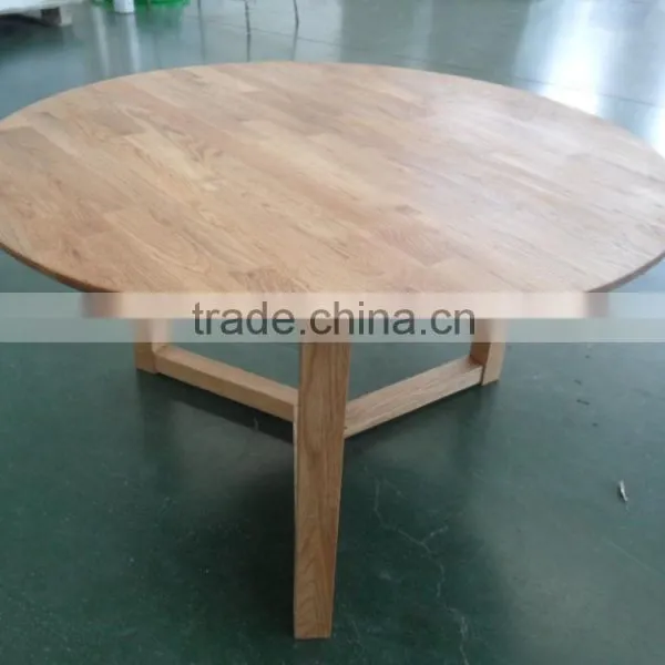 Modern Simple Foldable Oak Solid Wood Round Coffee Table photo-3