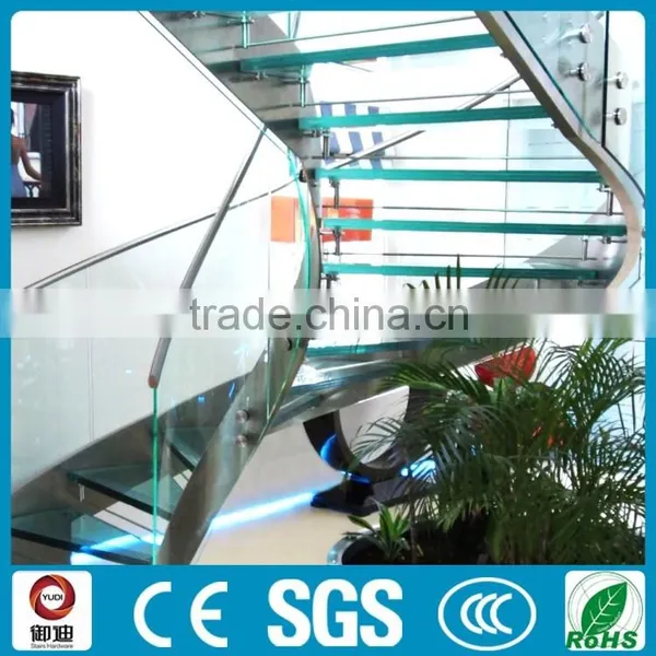 Arc Steel Beam Tempered Glass Panel Stairs China Supplier--YUDI photo-2