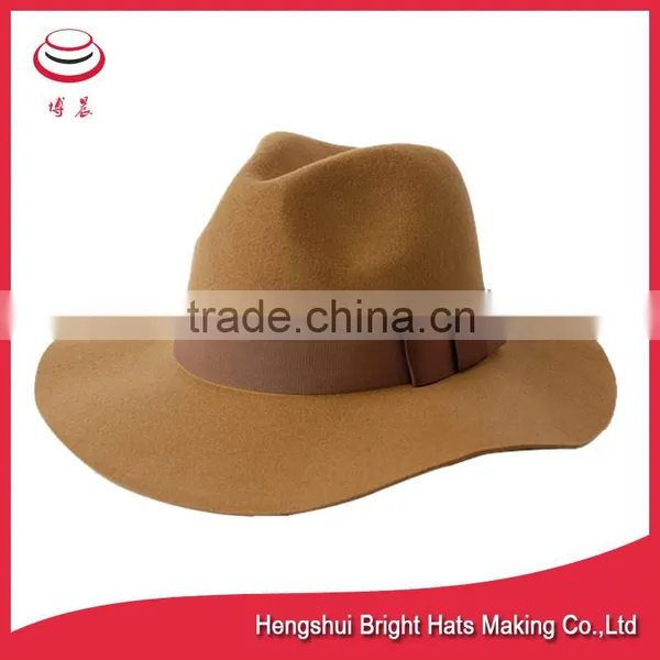 Large Brim Wool Felt Fedora Hat photo-3