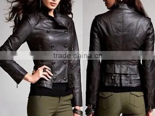 2015 Women Fashion Black PU Leather Long Sleeve Mesh Hole Hood Jacket and Coat,2015 Women Fashion Black PU Leather Long Sleeve m photo-2