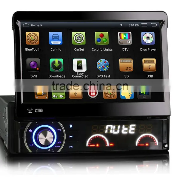 Winmark 7 Inch 1 Din Car DVD Player Stereo Retractable Touch Screen Android 4.4 Wifi 3G GPS Bluetooth Digital TV Port Universal