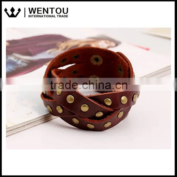 Wholesale Fashion European Vintage Leather Wrap Bracelet photo-2
