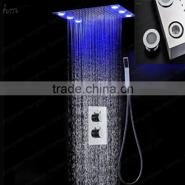 Concealed 6pcs Led Shower Head Set Thermostatic Shower Mixer With Handle Shower Faucet