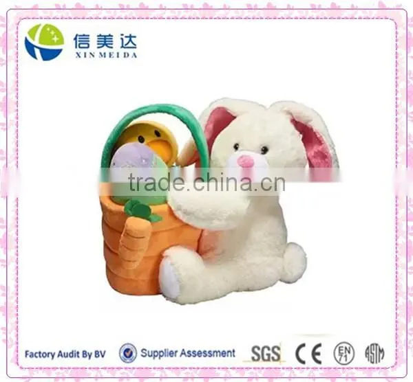 Plush Easter Basket With Easter Bunny and Easter Egg