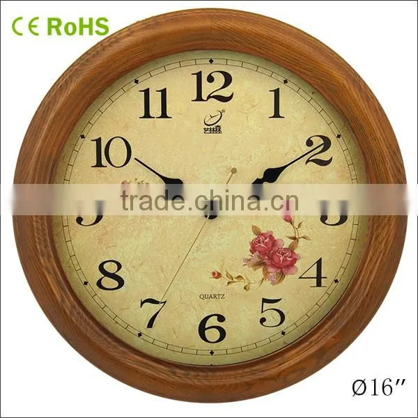 Quartz Analog Type Decorative Round Wooden Wall Clock Antique Wall Clock