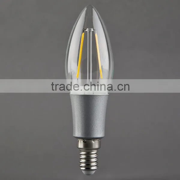 2015 New Style Antique LED Filament C35 With Plastic Silver Palted 2W E12 110V Dimmable photo-2