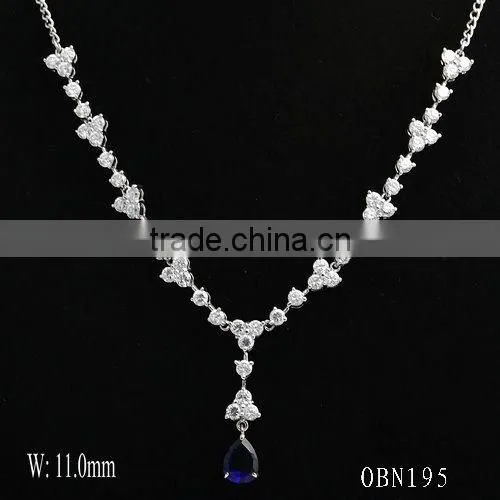 Fashion Jewelry Pearl Factory Supply Natural Freshwater Pearl Necklace With Blue Stone photo-2