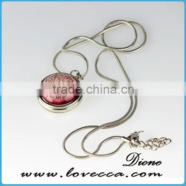 Antique Silver Alloy Women Fashion Crystal Pendant Necklace Long Snap Necklace Jewelry photo-3