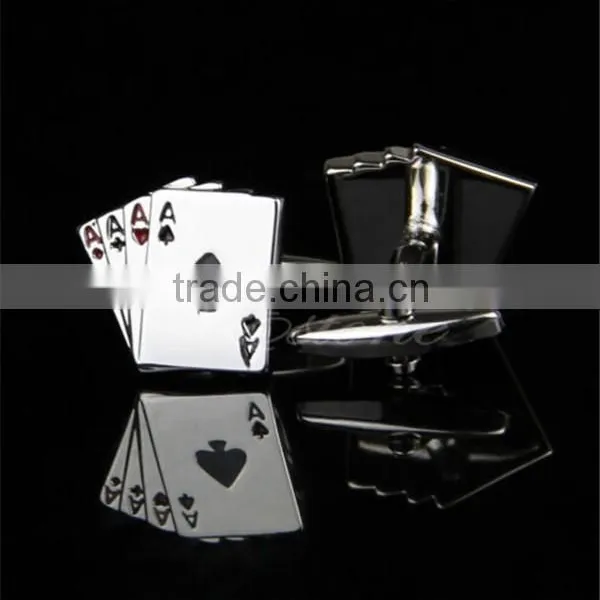Vintage Stainless Steel Poker New Men's Silver Cuff Links photo-4