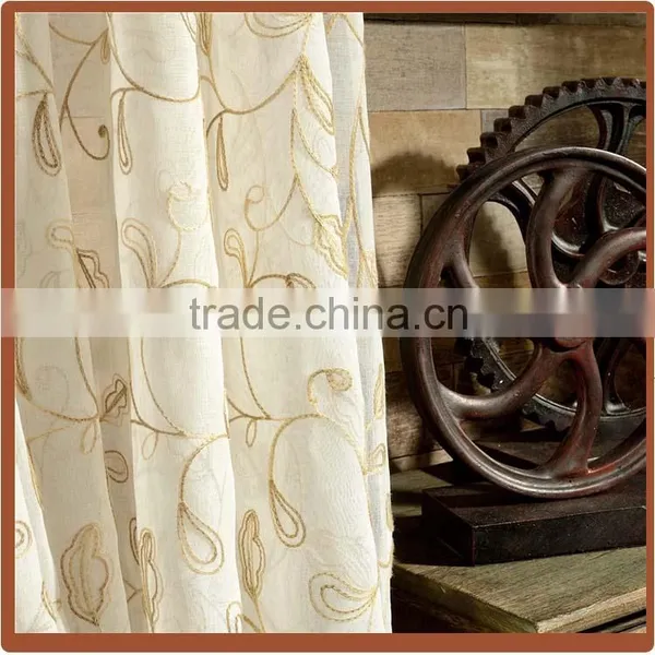 China Classical Design Wholesale Polycotton Embroidery Sheer Voile Curtain Fabric photo-4