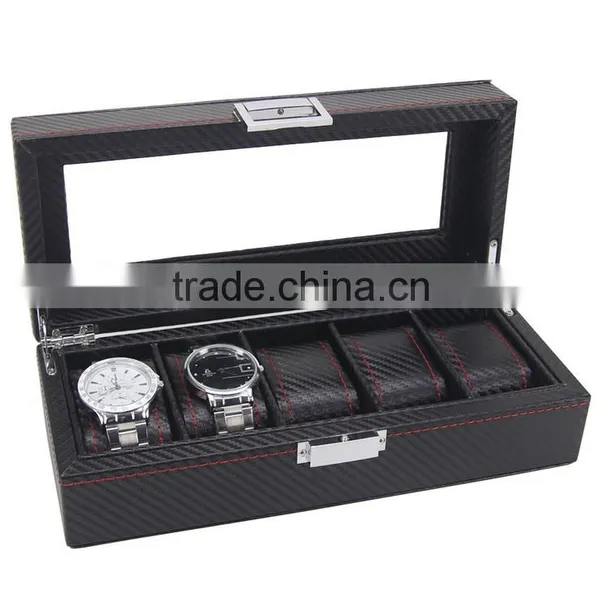 Chinese Factories Wholesale Custom Carbon Fiber 5 Watches Boxes, Fashion Beautiful Gift Box photo-3
