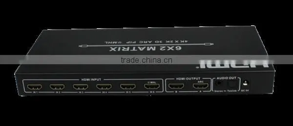 New Product High Quality HDMI 1.4 Matrix 6*2 HDMI Switch Black photo-2