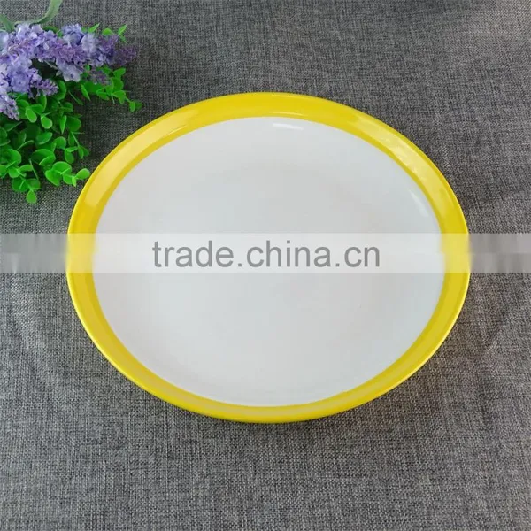 High Quality Cheap Colorful Round Porcelain Baking Pan Dish,yellow and Red and Blue photo-2