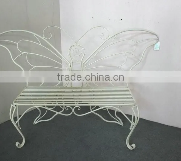 Metal White Butterfly Garden Bench photo-2