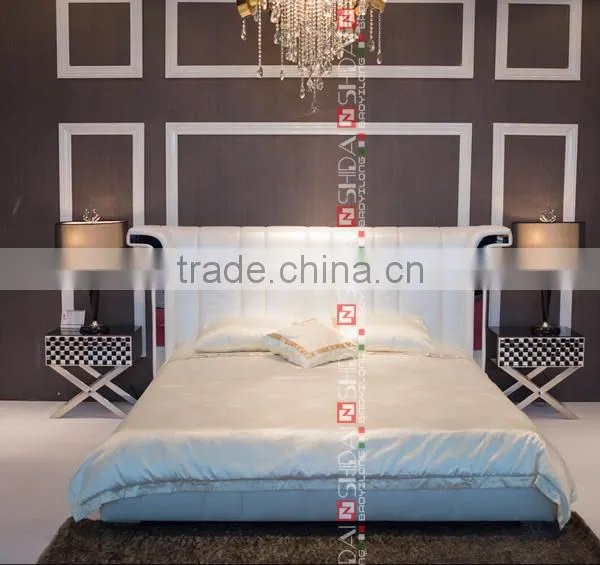 Top Quality Home Furniture / Modern Design Bedroom Set / Genuine Leather Bed Set LV-B9016-RE photo-4