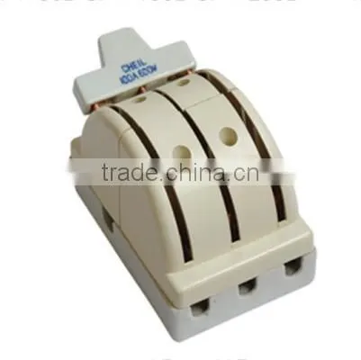3P 30A Yellow Color Double Throw Porcelain Knife Switch photo-2