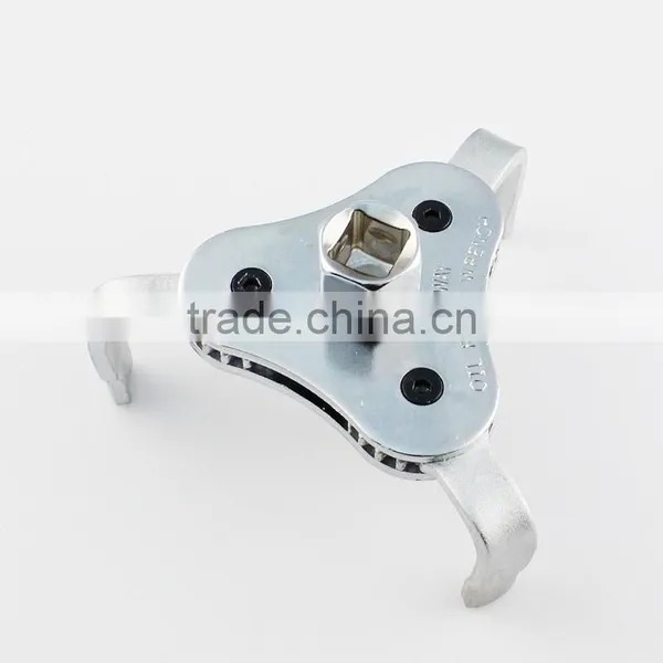1/2 Drive Auto Adjust 2 Ways 3 Jaw Round Chrome Plated Flat Type Oil Filter Wrench photo-2