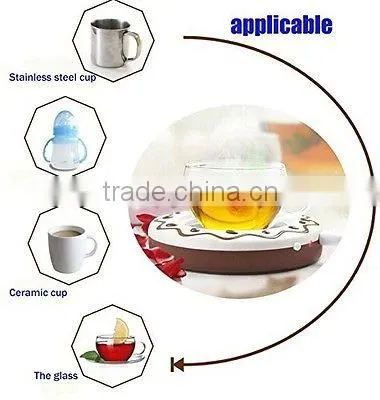 2016 New Wholesale Cookie USB Cup Warmer With 4 Port Hub Coffee Milk Tea Cup Warmer Heating Plate Cup Multi Color photo-2