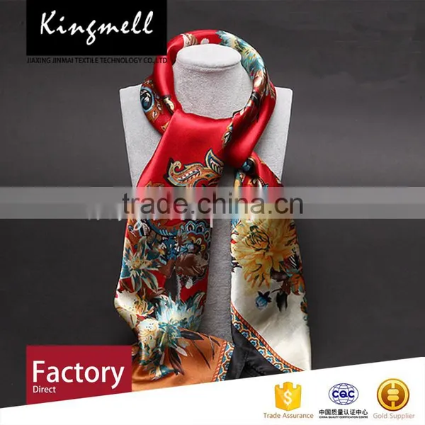 Custom Fashion Digital Printing Polyester Satin Lady Scarf photo-2