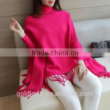 2016 Korea Knitwear Sweater New Design Poncho Cloak Sweater With Tassels photo-5