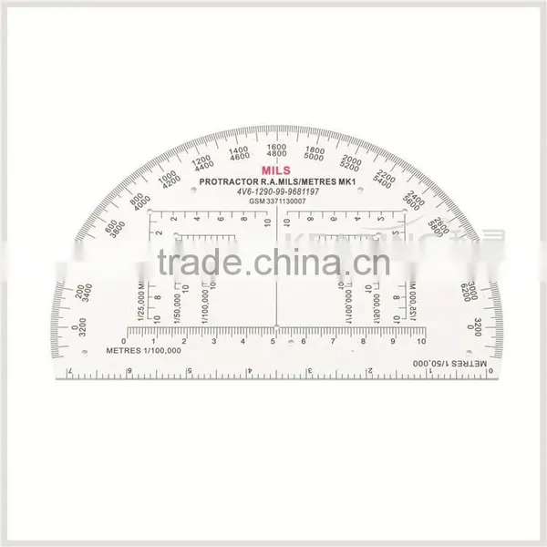 Chinese Custom 6 Inch Half Moon 360 Degree Plastic Protractor, Transparent High Quality Protractor for Military Training # KMP-1 photo-3