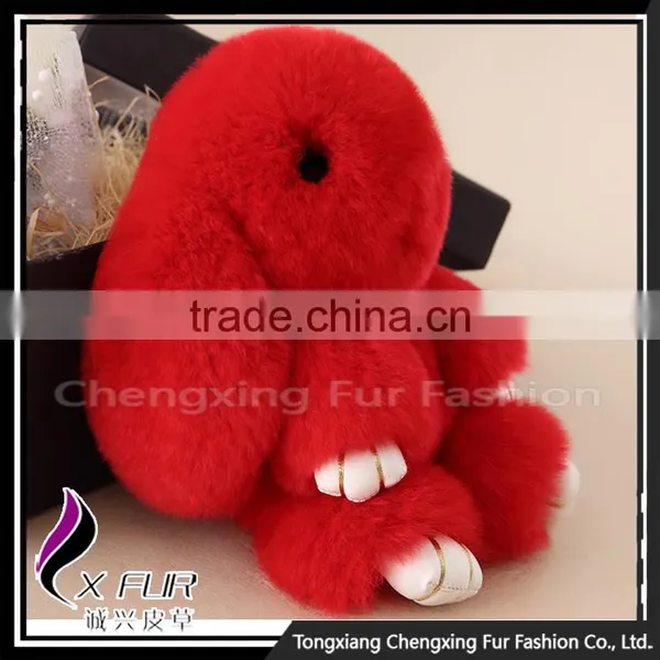 CX-R-10 Lastest Design Hot Fashion Custom Genuine Rex Rabbit Fur Keychain photo-3