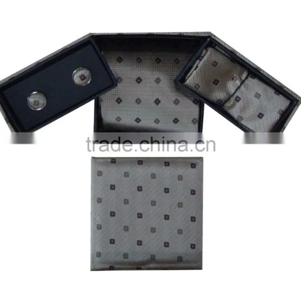HOt Product Men Business Ties With Cufflink Tie Clip Hankie Gift Box photo-4