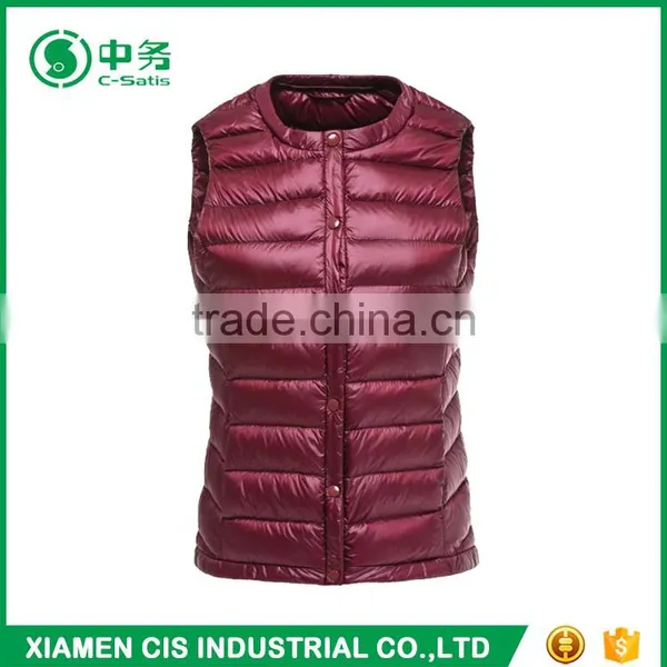 2017 New Product Pure Color Winter Windproof Warm Women Padded Down Vest photo-5