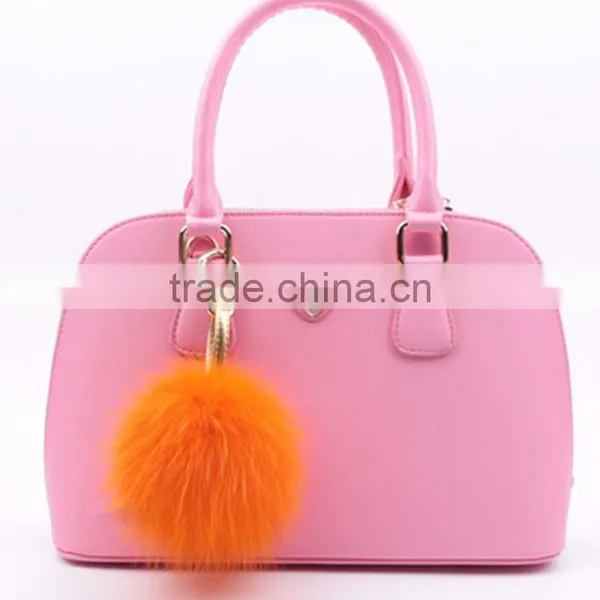 Myfur Cute Baby Pink Color Custom Real Fox Fur Balls Key Ring photo-5