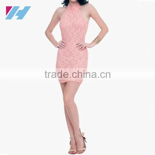 YIHAO Fashion Apparel Wholesales Pink Printed Bodycon Ladies Party Dress Sexy Backless Casual Sleeveless Bandage Mini Dress photo-4