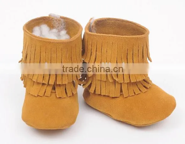 Fringed Genuine Leather Suede Baby Boots photo-4